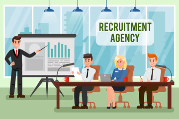 Recruitment Agency Vector Illustration with Text