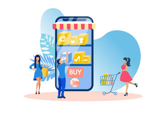 Online Shopping Application Vector Illustration.