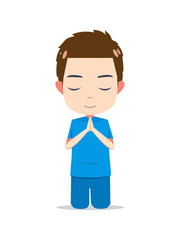 a girl is doing a pray on his kneel