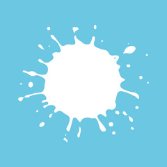 White milk splash. Vector blot isolated on blue background.
