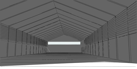 3D illustration architecture building perspective lines.