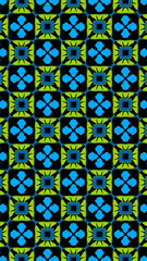 Ornate geometric pattern and abstract multicolored background