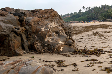 Shiva face on Vagator beach in Goa, India
