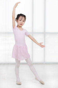 Pink Dressed Asian Girl In A Ballet Pose..