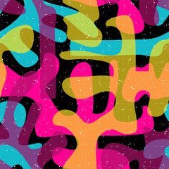 objects abstract graffiti on a black background seamless pattern