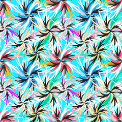 petals of flowers on a blue background seamless pattern