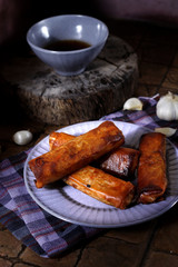 Deep fried monggo sprout rolls