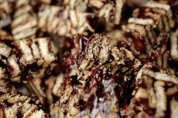 A local homemade Chocolate Kek batik chunks (Batik Cake) from Malaysia