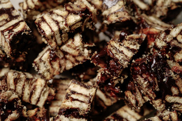 A local homemade Chocolate Kek batik chunks (Batik Cake) from Malaysia