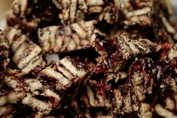 A local homemade Chocolate Kek batik chunks (Batik Cake) from Malaysia