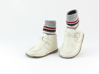 pair of baby shoes isolated on white background