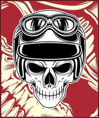 skull helmet vector hand drawing