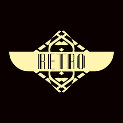 Beautiful emblem, badge for template logo in the modern art deco style