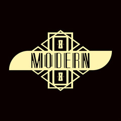 Beautiful emblem, badge for template logo in the modern art deco style