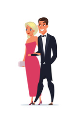 Man and woman wearing luxury outfits characters