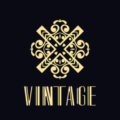 Beautiful emblem, badge for template logo in modern art deco style