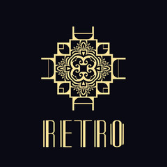 Vintage ornamental retro modern art deco logo template for design