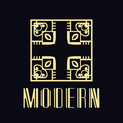 Vintage ornamental retro modern art deco logo template for design