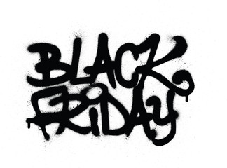 graffiti black friday text sprayed in black over white