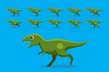 Fototapeta premium Animal Animation Sequence Dinosaur T-Rex Running Cartoon Vector