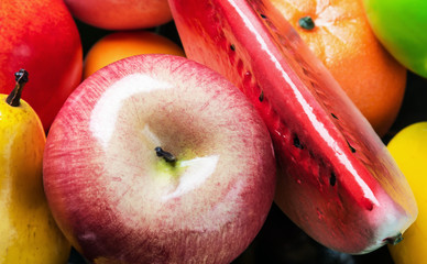 plastic replicas of various fruits for decoration and decoration of premises