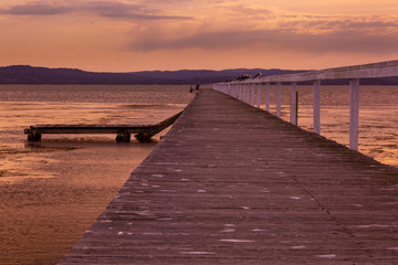 Fototapeta na wymiar A large tidal lake at sunset.