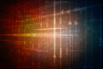 2d illustration Abstract futuristic electronic circuit technology background