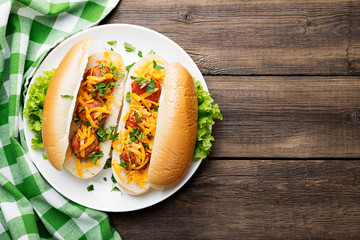Homemade spicy meatball  sandwich with tomato Sauce and cheddar cheese.