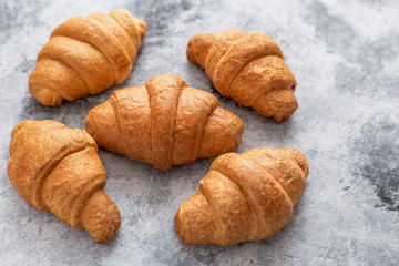 Fresh croissants.Delicious croissants for breakfast with coffee.