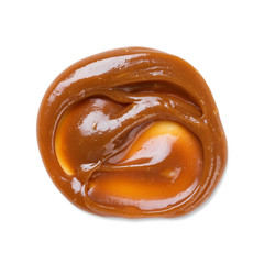 Melted caramel isolated on a white background.