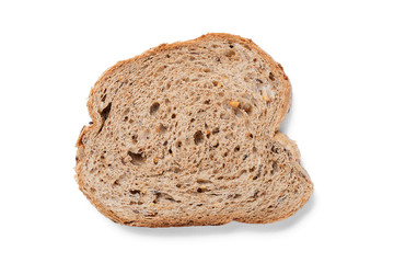Slice of  bread isolated on white background, top view.