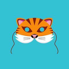 Mask of tiger animal for kids birthday or costume party vector illustrations