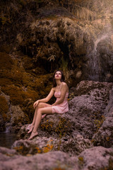 beautiful girl in fairy fast forest. Autumn.