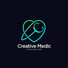 abstract heart logo designs, medical tech logo designs concept