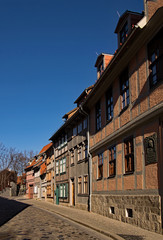 Fototapeta na wymiar In der Altstadt von Quedlinburg im Harz in Sachsen-Anhalt, Deutschland 