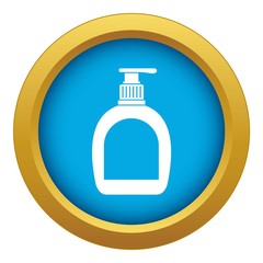 Bottle with liquid soap icon blue vector isolated on white background for any design
