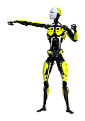 3D Rendering Male Robot on White