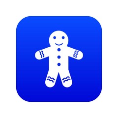 Gingerbread man icon digital blue for any design isolated on white vector illustration