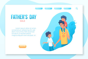 Fathers Day landing page vector template