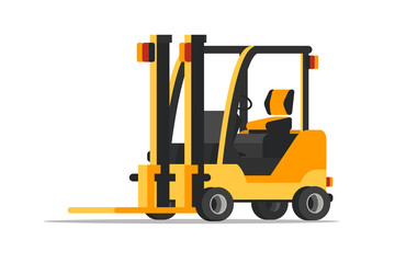 Warehouse empty forklift flat illustration isolated on white background