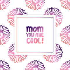 Naklejka premium Mothers Day Card with Hand Lettering Text and Chamomiles