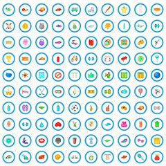 100 training icons set in cartoon style for any design illustration