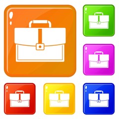 Business briefcase icons set collection vector 6 color isolated on white background