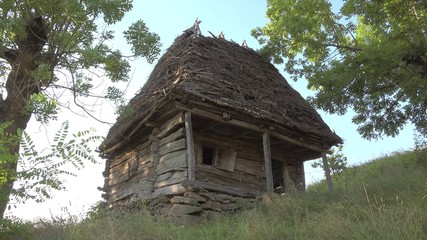 Fototapeta na wymiar Old rustic wooden traditional house in Apuseni Mountains, Transylvania, Romania