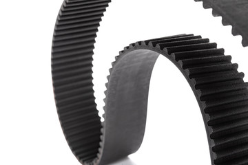 one piece rubber belt gears on a white background