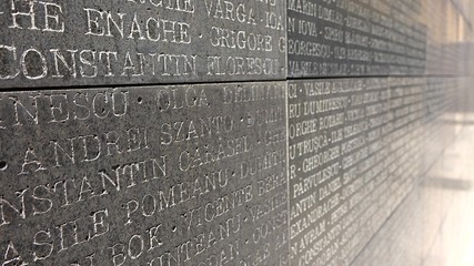 Many heroes name written on stone to honor martyrs
