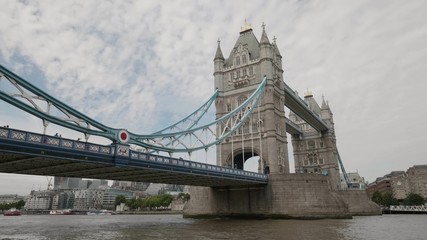 Wide angle view of the Tower Bridge in London