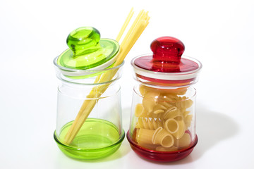 Pasta in a jar isolated in a white background