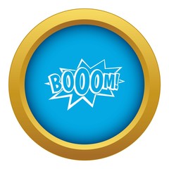 Boom, explosion bubble icon blue vector isolated on white background for any design