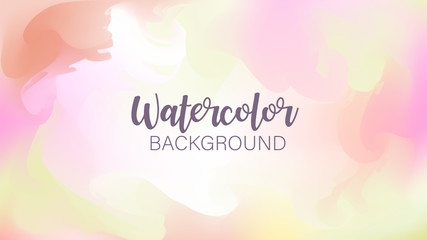 Pastel watercolor backdrop.  Fashion background. Watercolor brush strokes. Creative illustration. Artistic color palette. Vector illustration.